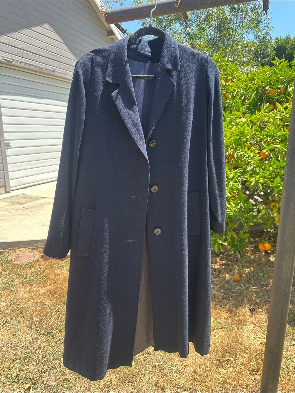 Vintage MG Kinsler The Great American Coat Women's Long Navy Trench 80% Wool